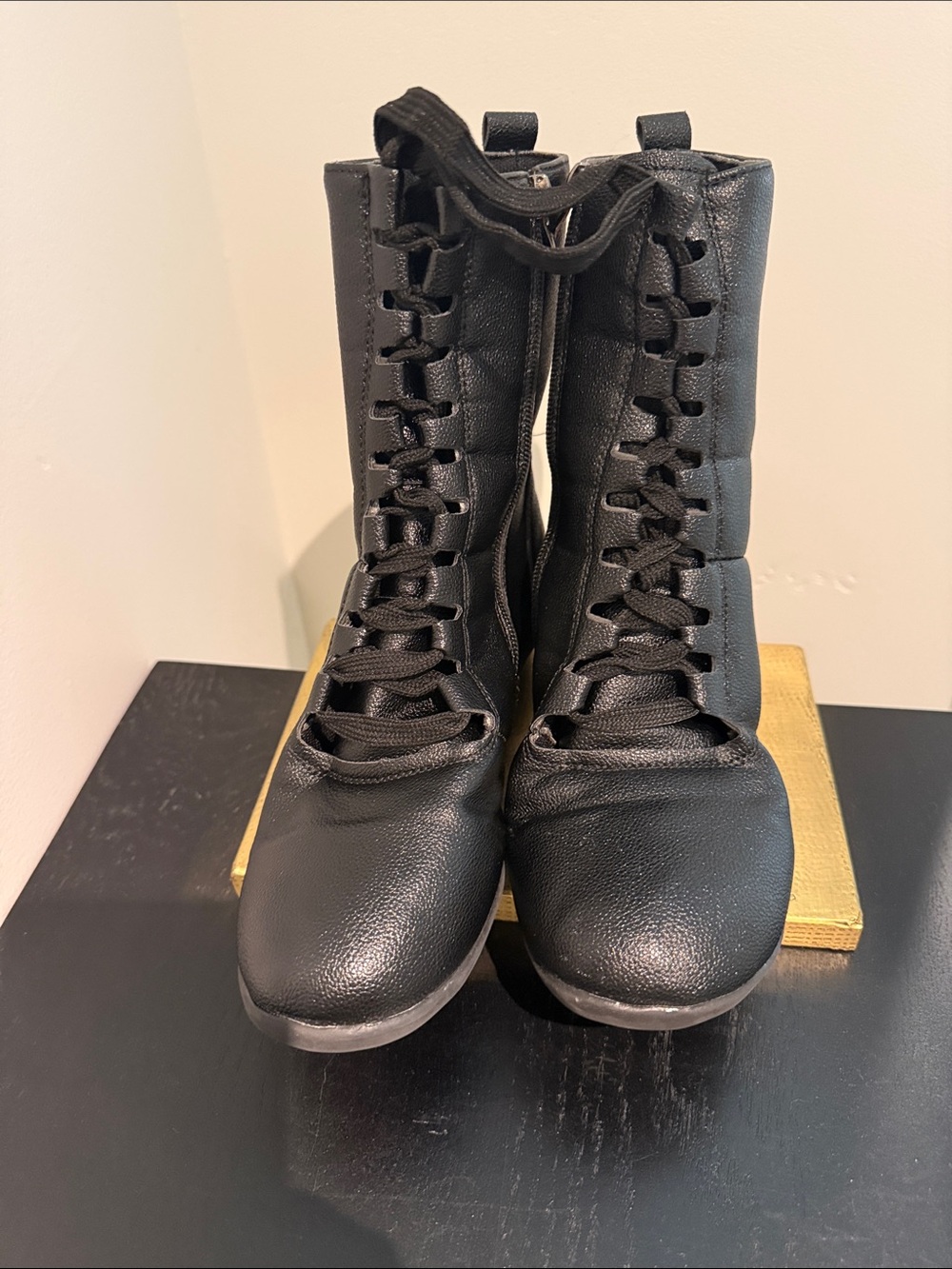 Black Lace-Up Women's Jazz Boots, Size 8
